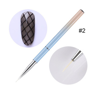Pinceau à ongles en gel plat rond petit format, poils synthétiques, outil stylo, manucure, salon, peinture, décoration, ensemble de pinceaux pour nail art - Product Image 4