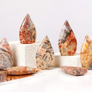 Ornement en Agate Crazy Lace en forme de goutte d'eau, cristal naturel poli, décoration pour la maison, guérison Reiki et vente en gros - Product Image 4