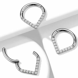 Anneau de nez en titane en forme de goutte d'eau, incrustation de zircon G23 en forme de cœur, pour piercing d'oreille ou de nez, usage quotidien - Product Image 3