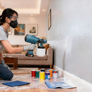 Spruzzatore di Vernice Elettrico Ricaricabile 21V con Batteria al Litio, Kit Fai-da-Te Multi-Uso per Casa - Product Image 5