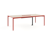 Table de conférence rectangulaire moderne en MFC avec prises électriques intégrées, structure métallique, pour bureau professionnel et salle de réunion, garantie 3 ans