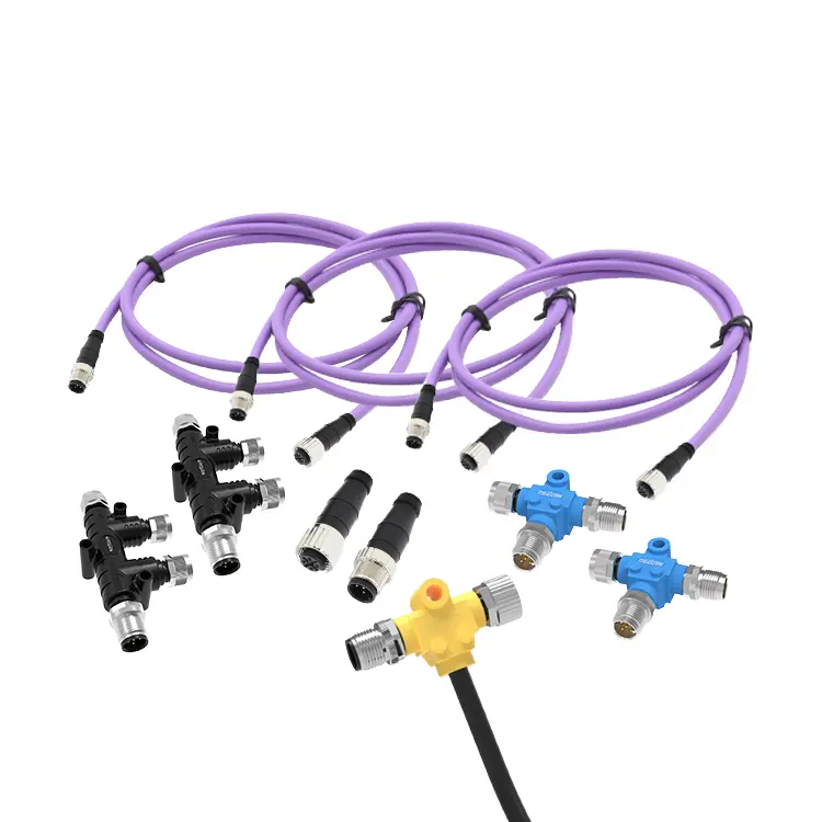 NMEA2000 5pin Round Electric Cable Metal N2K System Male Female 3-way 4-way 6-way T Waterproof M12 NMEA 2000 Cable Connector