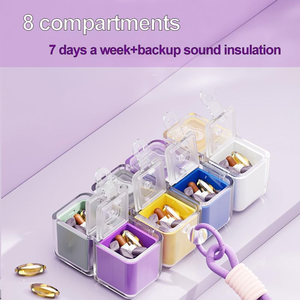 Boîte à pilules portable en forme de cube avec cordon, boîte à pilules multifonctionnelle de voyage, boîte organisatrice de pilules à 7 compartiments pour l'extérieur - Product Image 4