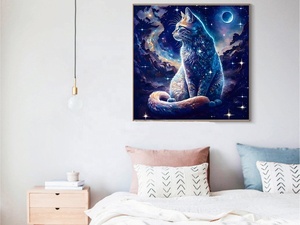 Chat sur la lune nuit gros diamant art kit bricolage diamant peinture kits pour adultes cristal art peinture - Product Image 2
