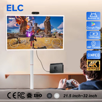 Écran intelligent portable 32 pouces 4K UHD avec entrée HDMI, moniteur tactile Android 14, signalisation numérique sans fil sur roulettes pour PS5, Switch, Xbox Gaming