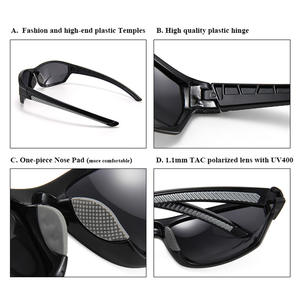 Lunettes de soleil de sport P515, monture noire en PC, verres polarisés TAC, protection UV400 pour le cyclisme et les activités de plein air - Product Image 3