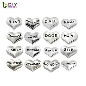 Wholesale Romantic Mix Style Silver Heart Floating Locket Heart Charms