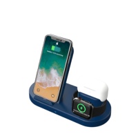 Station de charge sans fil 3 en 1 15W pour smartphone, Apple Watch et écouteurs sans fil, station verticale de bureau
