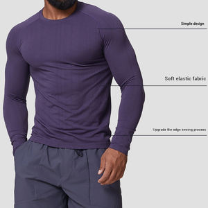 <span class=keywords><strong>Magliette</strong></span> a Maniche Lunghe Formali Tinta Unita ad Asciugatura Rapida per <span class=keywords><strong>Palestra</strong></span> Allenamento Sportivo Fitness Corsa Abbigliamento Uomo - Product Image 2
