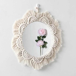 <span class=keywords><strong>Espejo</strong></span> nórdico Ins de encaje redondo, decoración Bohemia artística, <span class=keywords><strong>espejo</strong></span> de <span class=keywords><strong>cuerda</strong></span> de algodón tejido a mano, <span class=keywords><strong>espejo</strong></span> colgante de pared de salón - Product Image 2