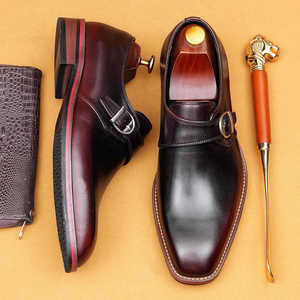 Chaussures habillées pour hommes en cuir véritable, imperméables, antidérapantes, respirantes, à lacets, bout rond, pour le bureau, les mariages - Product Image 1