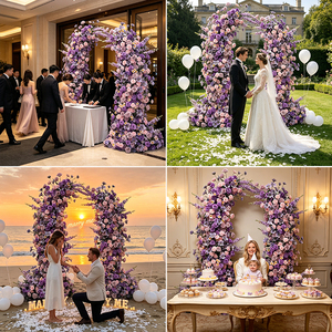 Promise Handmade <b>Artificial</b> <b>Flower</b> Arch Purple Pink Mixed Romantic Wedding Decoration Reusable Recyclable - Product Image 2