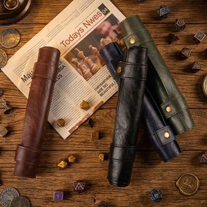 Quick Shipping Pu Leather Modern Embossed Roll-Up DND <b>Dice</b> Storage <b>Bag</b> Portable Game <b>Bag</b> Zipper Backgammon Board Game - Product Image 2