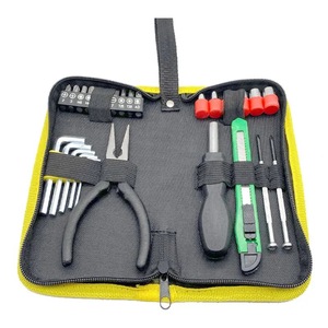 Hand Tool Set With Screwdrivers Pliers Knife Hex Keys In Cloth Bag For Home Repair - Product Image 1