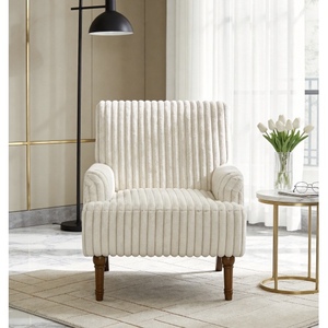 Sillón Moderno para Exteriores, Tapizado en Corduroy de 3.5cm de Ancho, Patas de Madera de Palisandro de 9 Pulgadas, Cómodo Sillón Tapizado Beige para Jardín - Product Image 2