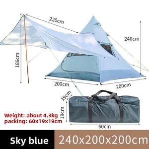 210D Oxford all'aperto piramide indiana Oxford impermeabile 3-4 persona pieghevole baldacchino resistente al vento UV tenda da campeggio con tenda da campeggio - Product Image 4