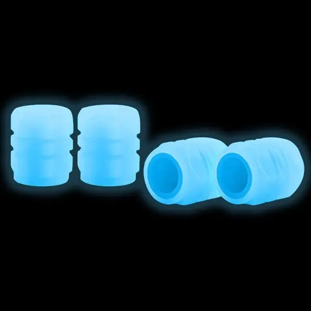 4pcs blue universal car fluorescent tire air valve stem cover luminous motorcycle bicycle vacuum dust-proof tyre valve light