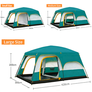 Tente de camping imperméable à 2 chambres, tente familiale épaisse pour 3 à 12 personnes avec protection contre le <span class=keywords><strong>soleil</strong></span> et la pluie - Product Image 2