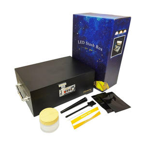 Juego de caja de almacenamiento de hierbas de bambú Premium decorativa grande, Kit de bandeja rodante, bolsa a prueba de olores, caja de alijo con cerradura y luz Led - Product Image 2