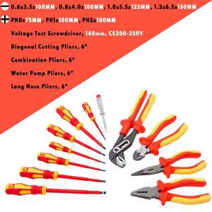 Set di Utensili Multifunzione BEMAX 25 Pezzi in Acciaio al Carbonio Isolato VDE, Pinze e <span class=keywords><strong>Cacciaviti</strong></span> per Elettricisti, Garanzia di 3 Anni - Product Image 3