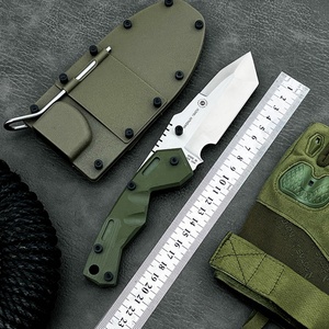Cuchillo de camping de hoja fija para exteriores, de acero inoxidable, con punta caída y mango de nailon, con funda, para caza, pesca y senderismo. - Product Image 6