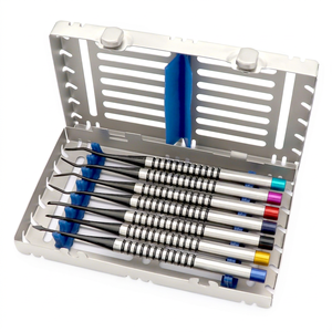 Ensemble d'instruments chirurgicaux dentaires manuels 7 pièces, poignée moletée, plusieurs couleurs, classe I - Product Image 2