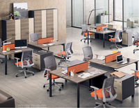 LEADCOM Poste de travail modulaire moderne et écologique pour 4 personnes, face à face, avec rangement, bureaux informatiques, design double face