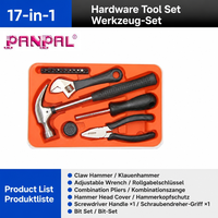 Kit de Herramientas Multiusos 17 en 1, Juego de Herramientas para el Hogar con Martillo, Llave Inglesa, Alicates, Destornillador y 10 Puntas, Portátil para Bricolaje