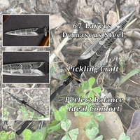 Lame Vierge de Couteau de Chasse Grandsharp, Couteaux à Lame Fixe DIY pour Survie en Plein Air, Outil de Camping, Couteaux de Cuisine Utilitaires en Acier Damas