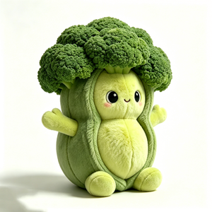 Customized Chubby rounded body <b>standing</b> broccoli figure, Soft fuzzy <b>vegetable</b> plush with small limbs - Product Image 3