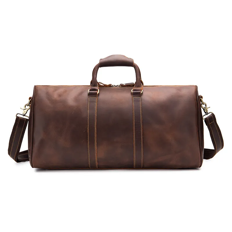 Bolso de viaje Vintage para hombre, bolsa de equipaje de cuero genuino, para viaje de negocios