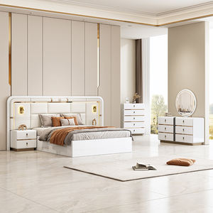 モダンラグジュアリーキングサイズ寝室家具一式、ダブル布張りベッド、マスタールーム、ホームストレージ、木製フレーム寝室家具セット - Product Image 2