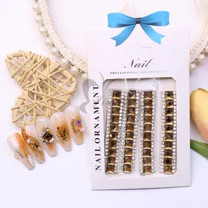 Chaînes pour décoration des ongles, accessoires bijoux fantaisie, mélange de perles et strass, nail art, 1 pièce
