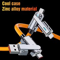 Logotipo personalizado 4-En-1 100W Cable de datos de carga súper rápida 5A Teléfono Android rápido Compatibilidad con computadora Silicona líquida personalizable