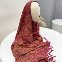 Vente en gros de haute qualité Fringe Cashew Pattern Islamic Fashion Scarf Knitted Hijab Cape pour femmes Polyester-Dropshipping Disponible