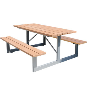 Meubles d'extérieur, <span class=keywords><strong>table</strong></span> de pique-nique en bois WPC de <span class=keywords><strong>180</strong></span> <span class=keywords><strong>cm</strong></span> avec bancs, restaurant extérieur, école, patio, longue <span class=keywords><strong>table</strong></span> de <span class=keywords><strong>camping</strong></span>, ensemble de chaises de salle à manger - Product Image 3