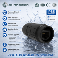 Connecteur mâle RJ45 IP65 CAT6 de qualité de transmission UL94-V0 avec verrouillage à loquet, noyau interne PA6, coque grise mate/noire