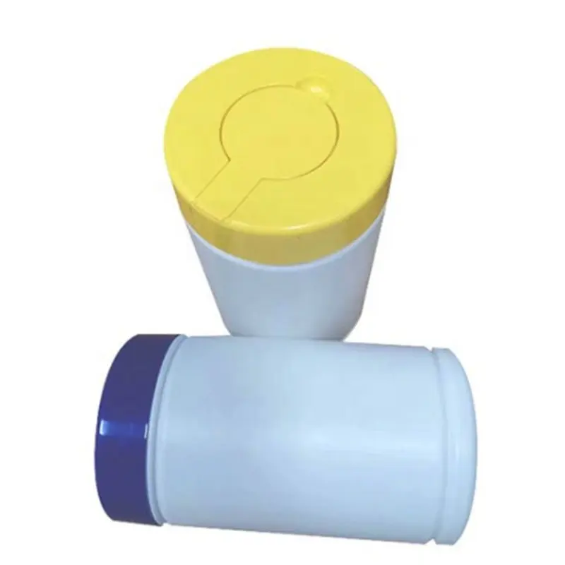HDPE wet wipes packaging bucket flip top cap round plastic bottle paper bucket containers