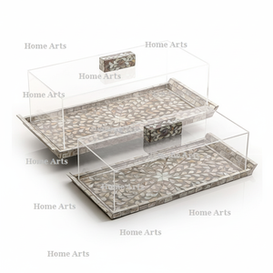 Juego de 2 Bandejas para servir comida con fregona con cubierta acrílica Bandeja para postres y chocolates de nuevo diseño al precio más bajo - Product Image 1