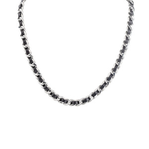 yunnique Unisex <b>Titanium</b> Steel Black Pu Leather NK <b>Chain</b> Necklace 50cm 55cm Geometric Design Fashion Jewelry - Product Image 5