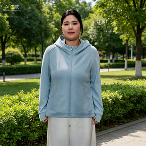 Sudadera con capucha y cremallera para primavera y otoño, informal, transpirable, ligera, adelgazante, entallada, versátil, para uso diario, talla grande para mujer - Product Image 4