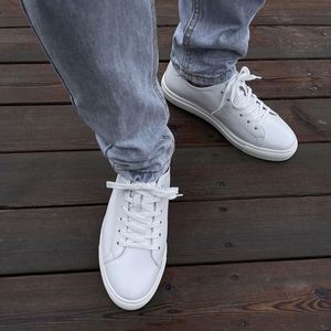 Chaussures en cuir blanc pour homme, sur mesure, en cuir véritable, respirantes, antidérapantes, légères, été, grande taille, polyvalentes, bureau, carrière - Product Image 1