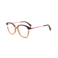 Montures de lunettes en acétate tendance pour femmes, montures optiques transparentes à blocs de couleur, lunettes rétro en gros