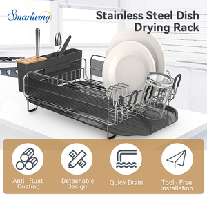 Escurridor de platos desmontable, accesorios de cocina, estante de almacenamiento de platos, estante de secado de platos con taza de cubiertos - Product Image 5