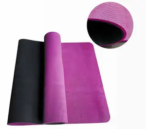 Tapete de borracha com duas camadas, tapete de yoga de borracha eco amigável e antiderrapante para exercício e treino fitness para todos os tipos de yoga