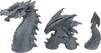 Statue de dragon gothique segmentée en résine, 3 pièces, imperméable, pour décoration extérieure de jardin, pelouse, cour, patio, maison