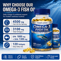 Formule personnalisée en vrac certifiée GMPC ISO, haute puissance, EPA 1800mg, DHA 1300mg, capsules molles de soutien premium pour la santé cardiaque et cérébrale