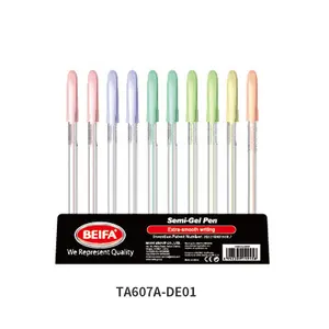 BEIFA TA607A 0.5mm ST İpucu basın tipi pürüzsüz yazma üniforma deşarj çabuk kuruyan fabrika fiyat özelleştirilebilir yarı jel kalem