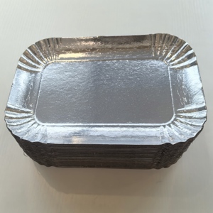 Plateau en <span class=keywords><strong>carton</strong></span> <span class=keywords><strong>rectangulaire</strong></span> jetable argenté doré pour aliments, <span class=keywords><strong>assiette</strong></span> dorée pour fête, dessert et mariage - Product Image 5