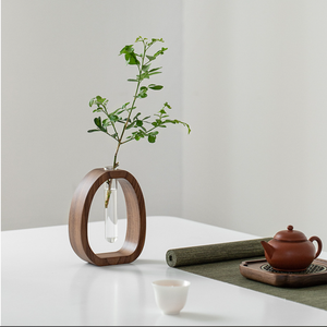 काले अखरोट लकड़ी के जापानी सरल हाइड्रोपोनिक सम्मिलित नाजुक फूल उपकरण घरेलू <span class=keywords><strong>vase</strong></span> आधुनिक सजावटी उपयोग - Product Image 4